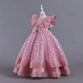New in stock children's skirt small flying sleeves kids dress princess dress girls piano performance dress kids dress