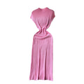 Elegant women's dress  new arrival: high-end round neck short sleeve bodycon knit dress with elastic waist and hip-hugging design