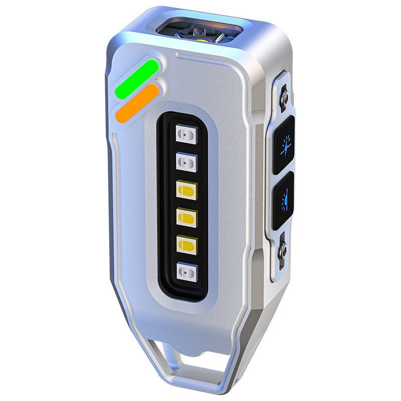 Cross-border new keychain light Type-C charging outdoor highlight small steel cannon dual light source strong light mini flashlight