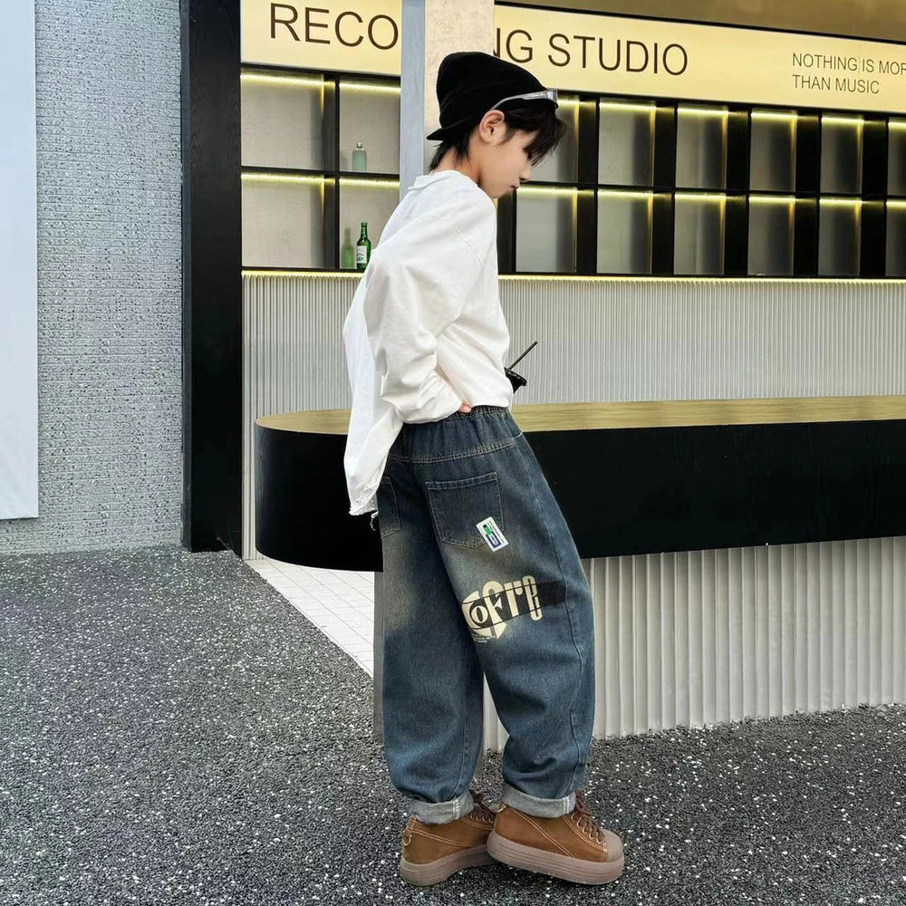 Spring boys' jeans, straight-leg denim pants, new spring/autumn styles for little boys, trendy and cool  collection