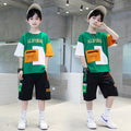 Kids' boys' summer outfit set  new style trendy big & tall boys' street style summer short sleeve cool & fashionable