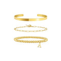 Amazon 26 letter pendant stainless steel gold beads beaded bracelet paper clip chain open bracelet stackable suit
