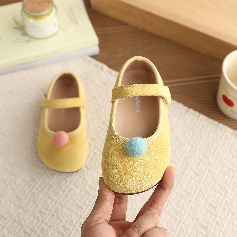 Vancahao girls' velvet flats - new spring/autumn  collection - kids' cherry velvet princess shoes with soft sole and dotted sole