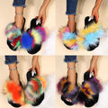 2024 new women's fuzzy clog slippers - cross-strap, flat, long-haired, warm, color-blocked, one-strap plush slippers for autumn/winter export