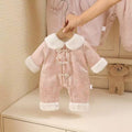 Fall and winter chinoiserieoutwear jumpsuit baby fleece-lined baby khakioutwear lady heattech newborn one-year-old dress
