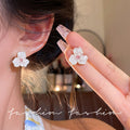 Super sparkly pink gradient zircon flower stud earrings - women's 2026 new arrival, hot spring/summer style, high-end elegant earrings