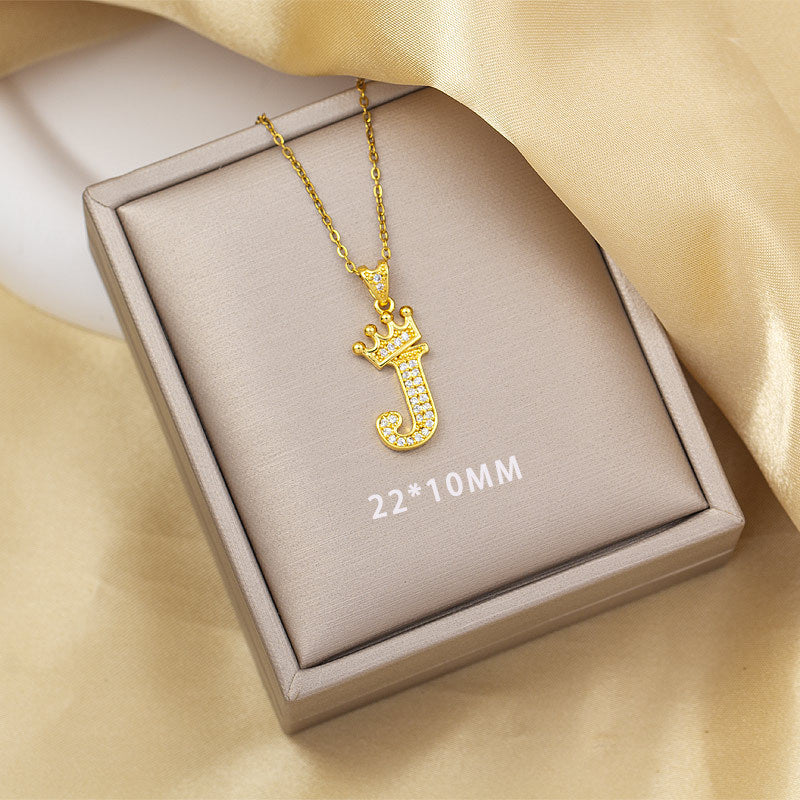 High-end letter layered necklace - 26 alphabet charms, cross-border bestseller, minimalist fashion, premium titanium steel jewelry