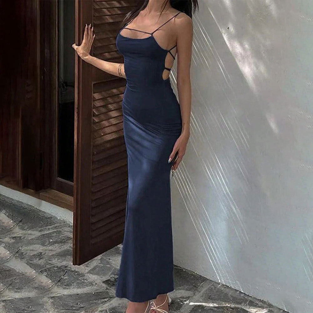 Shein independent cross-border european and american women's fashion: elegant & sexy backless short-sleeve designer party dress