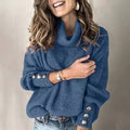 2023 wish cross-border autumn/winter european and american style women's sweatshirt, high neck knit top, ready stock