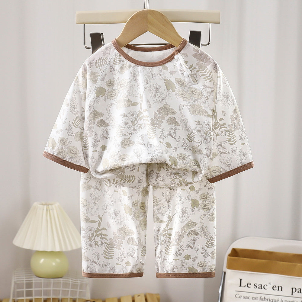 Comfortable tianzhu cottonkids home clothes suitsummernew arrivalboys pajamasgirls air conditioning clothes baby summer style children