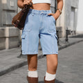 European and american cross-border e-commerce  independent website summer new fashion casual multi-pocket cargo denim shorts for women