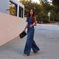 Amazon  fashion cross-border women's clothing  new denim sleeveless vest fashion wide leg denim suit