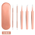 Stainless steel blackhead remover kit - 5 piece set for pimple, blackhead, whitehead, and cyst extraction - ready to ship