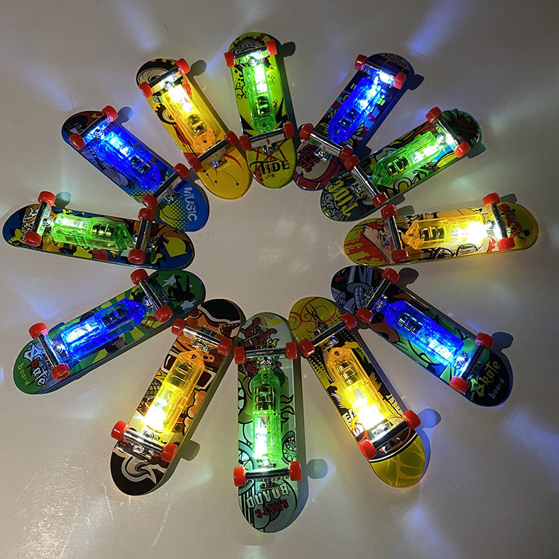 luminous finger skateboard mini frosted surface double rocker children's toy desktop creative pull-back fingerboard wholesale