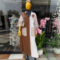 European and american cross-border women's fashion:  summer new arrival - stylish turn-down collar, loose fit, striped color block, large pocket shirt dress