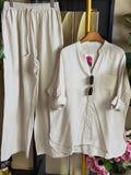 European and american cross-border women's clothing  summer new collection: casual, effortless style, loose-fit long sleeve shirt and wide-leg pants set