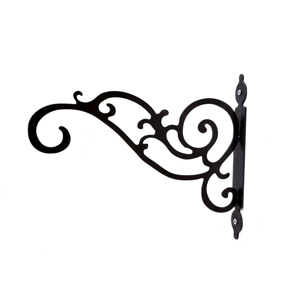 European-style wall-mounted iron flower basket, wall decor hanging basket, flower rack, hanging plant stand, living room balcony green plant ornament, black