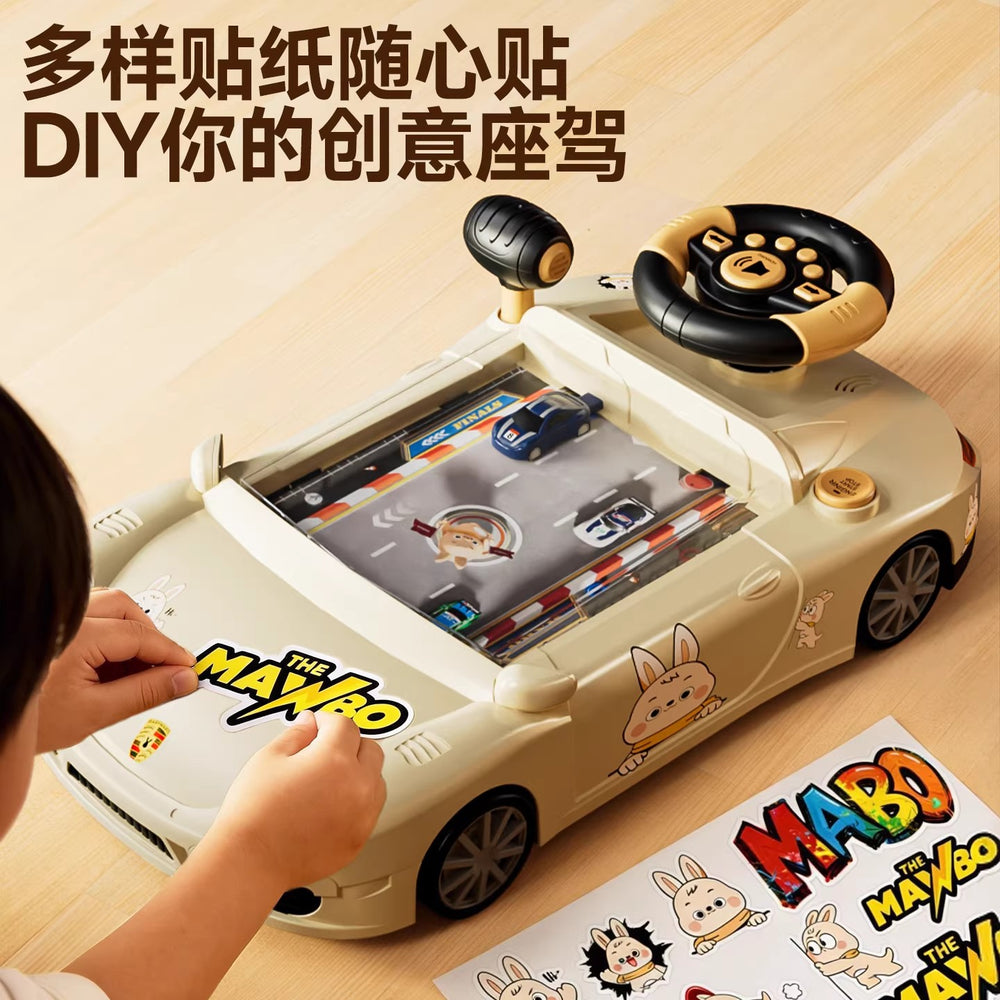 Children's early education story racing adventure game console with multifunctional steering wheel - simulated driving toy for boys