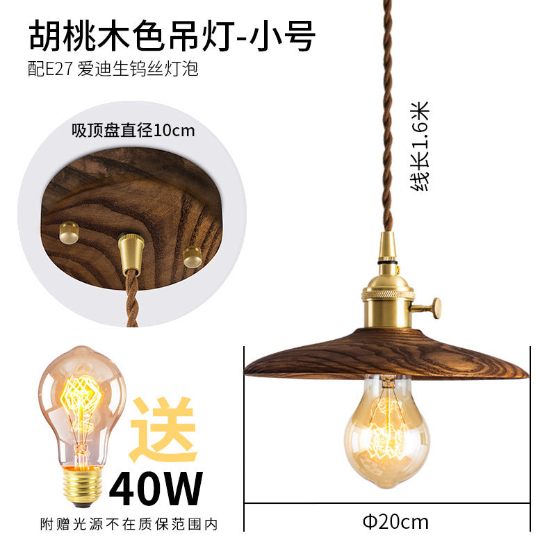 ins Nordic black walnut nostalgic lighting, bedroom bedside lamp, bar brass dining room lamp, wabi sandy chandelier