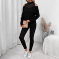 Amazon cross-border fashion set: european and american style, casual off-shoulder long sleeve top and pants two-piece set with cutout detail