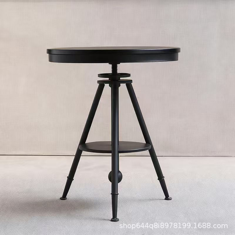 Wrought iron bar chair milk tea shop table and chair combination cafe high chair bar stool bar chair solid wood small round table square