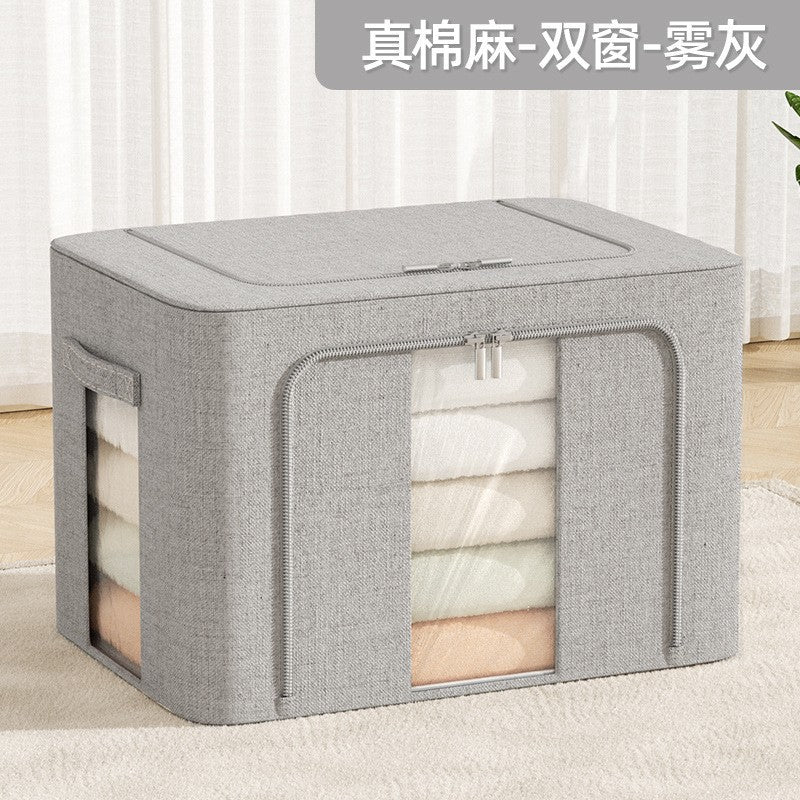 Clothes storage box organizer specially selected xinjiang genuine cotton and linen odorless steel frame strong load-bearing double window storage box