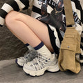 European station mesh thick sole dad shoes women's 2026 spring new arrival height increasing breathable round toe niche sports casual shoes