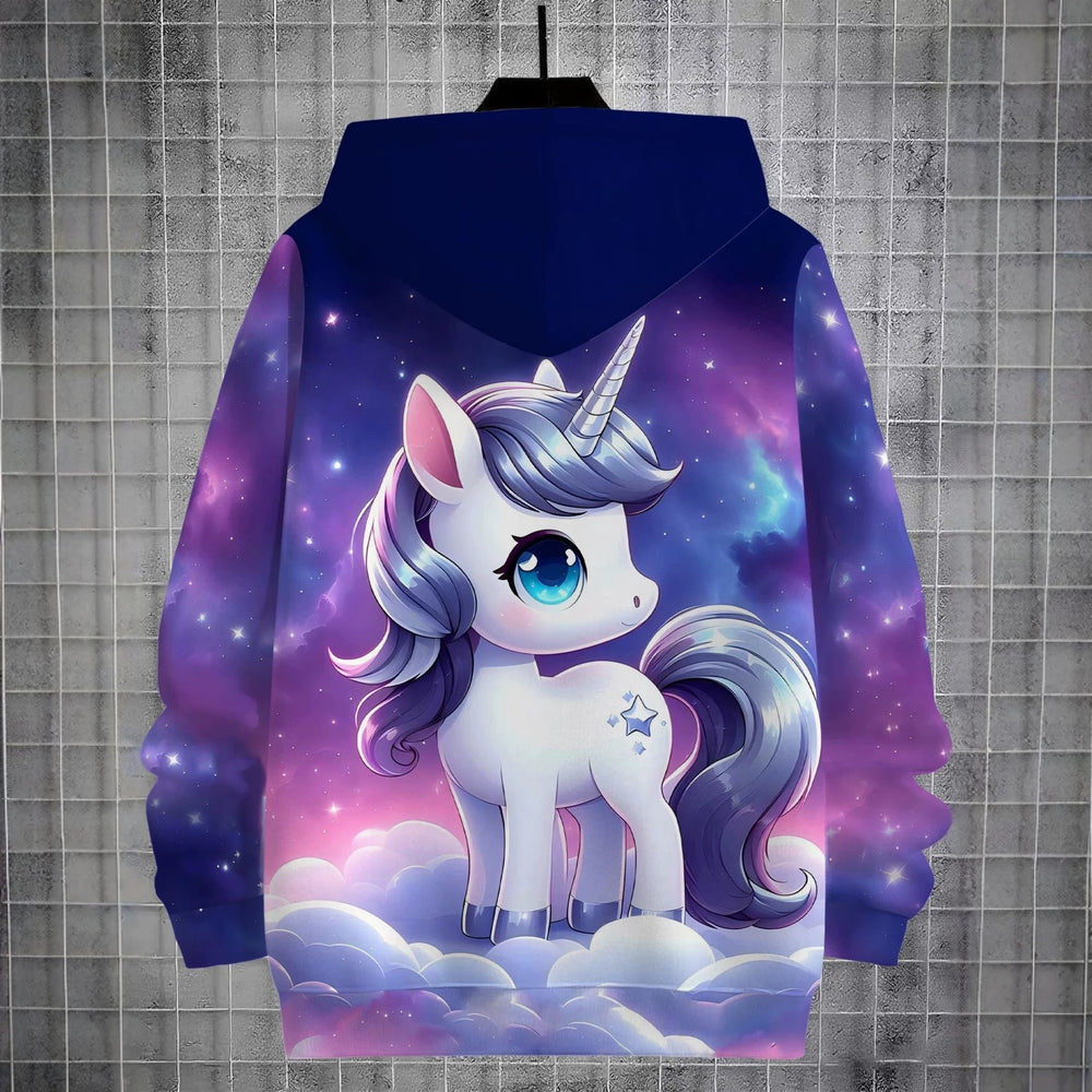 Kids' hoodie jacket, cross-border hot seller: cute cartoon print fashion zip-up hoodie for girls, dropshipping available