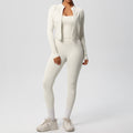 fashionpure color brushed nude breathable sling yoga suit running fitness sportswear three-piece set for women