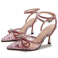 Huizhou new arrival rhinestone transparent high-heeled sandals women's stiletto pointed toe fashion high-heeled shoes one-piece belt toe export