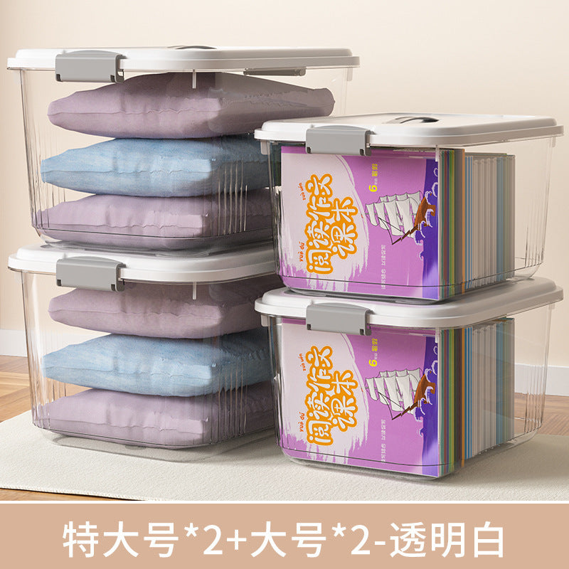 Household acrylic transparent storage box with lid, clothes storage box, household quilt sundries finishing basket wholesale
