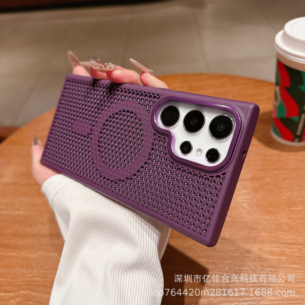 Premium mesh cooling magnetic case for samsung s26 ultra, honeycomb breathable mesh, skin-feel anti-drop for s24/s23