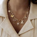 European and american cross-border fresh & sweet heart pendant necklace - floral, bear, bow, clover accessories - choker necklace for women