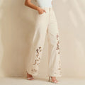 Off-white hollow-out embroidered wide-leg jeans - women's high-waisted slimming straight-leg denim pants - premium quality for cross-border e-commerce
