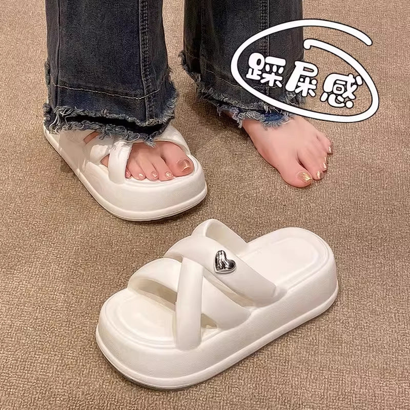 Eva new women's slippers - casual, versatile, trendy, high-end, outdoor wear, non-slip, soft sole, height increasing, thick sole ladies' sandals