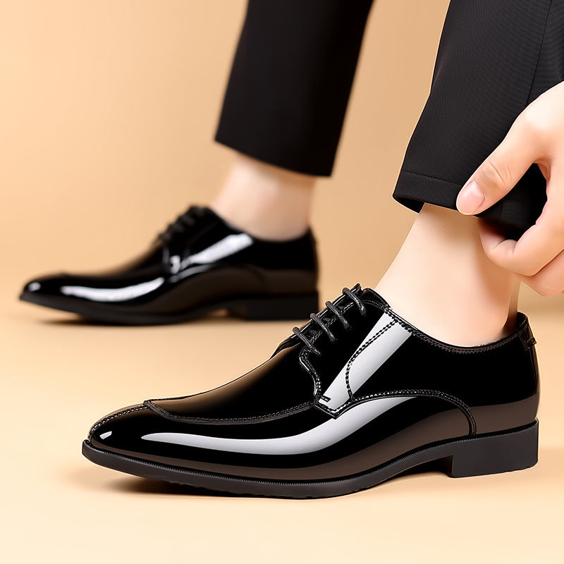 2024 new plus size leather shoes for men - summer breathable business formal british style casual soft sole black dress shoes