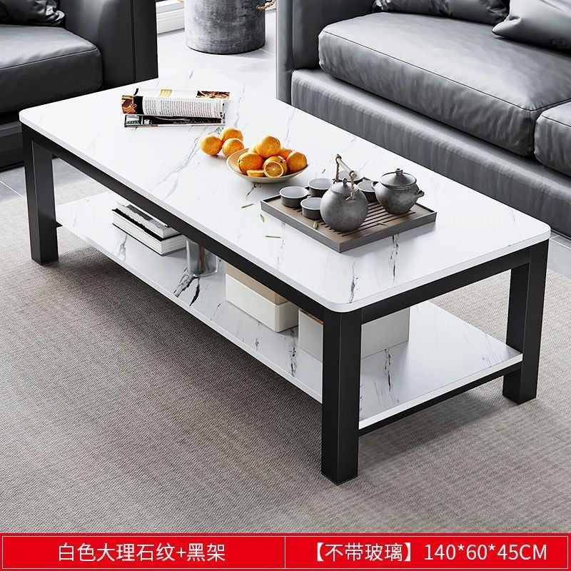 Living room coffee table for home office tempered glass tea table casual italian small apartment double-layer rectangular tea table