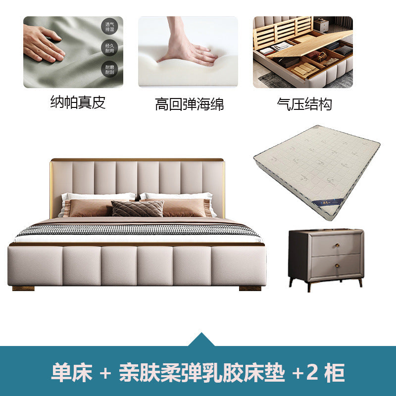 Italian light luxury master bedroom double bed ultra-thin bedside bed classy master bedroom bedroom for home storage princess wedding bed