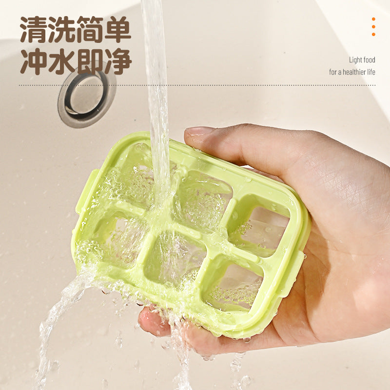 Frozen ice cube mold Cold drink ice making Plastic ice grid with cover Refrigerator ice box Household Internet celebrity Mini small ice cube box