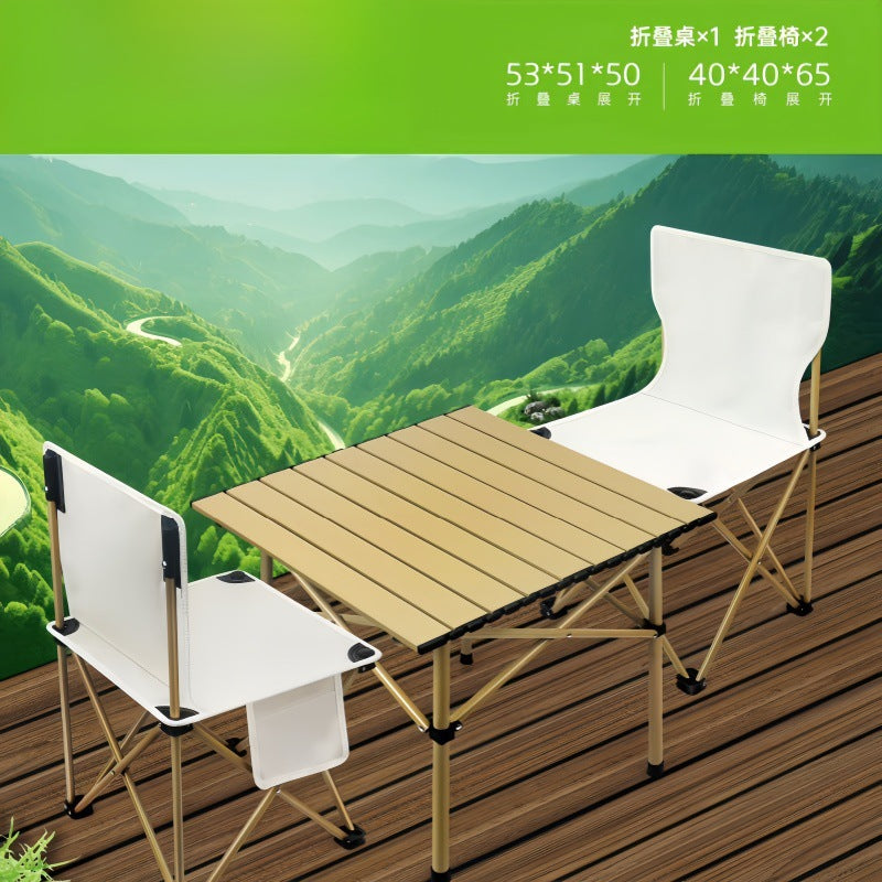 Outdoor folding chair and table camping set - portable, ultralight roll-up table and folding chair - factory direct