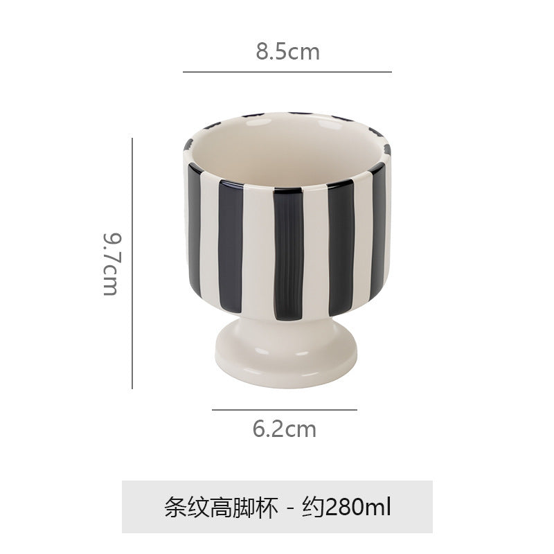 Stylishniche style ceramic goblet casual hand-painted stripescute coffee milk drinking cup photo prop cup