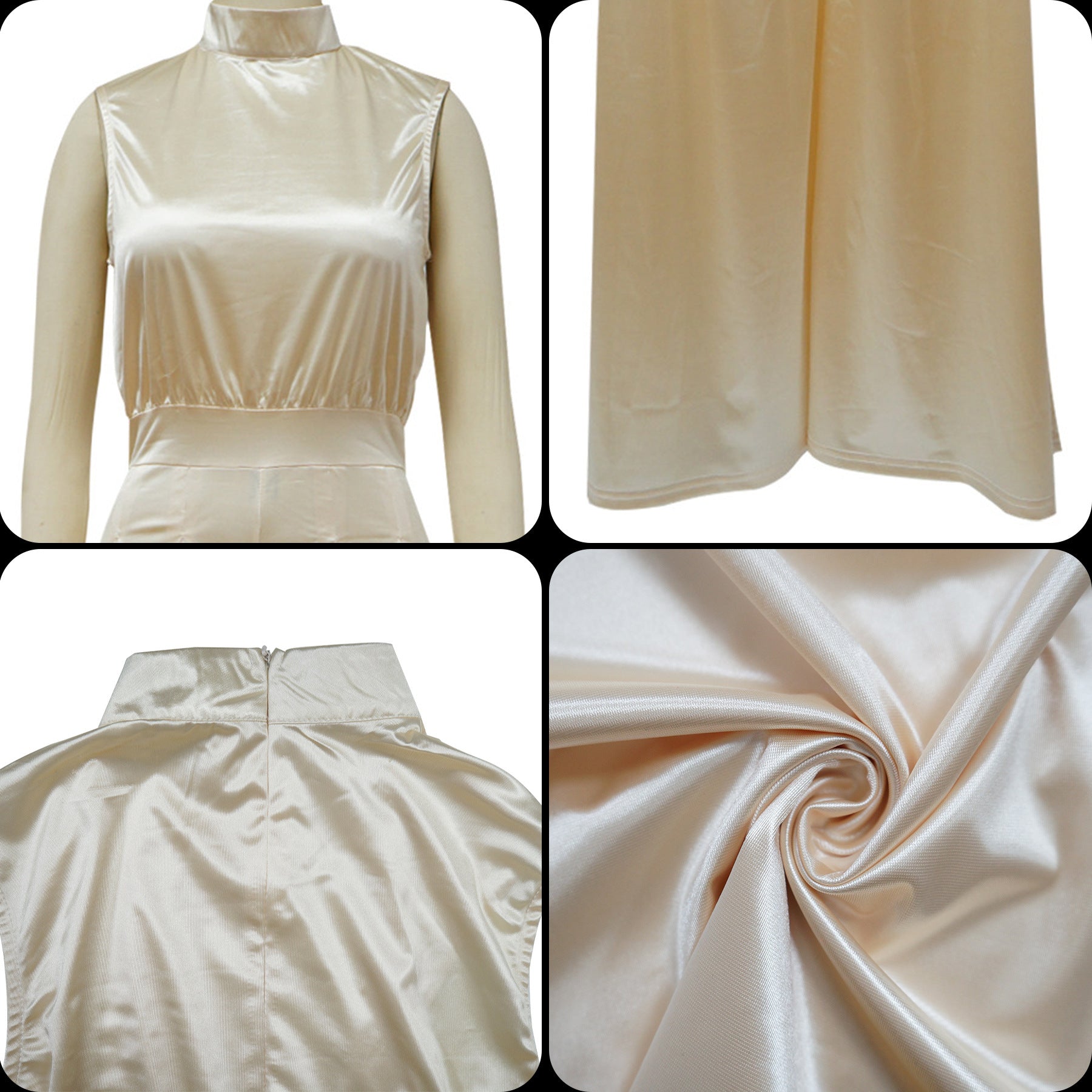 European and American  women's fashion wide-leg pants solid color turtleneck sleeveless waist jumpsuit small batch customization