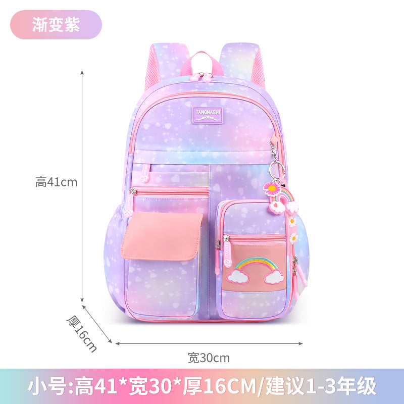 foreign trade kids backpack customized rainbow cute backpack spine protection and burden reduction primary school student schoolbag lightweight