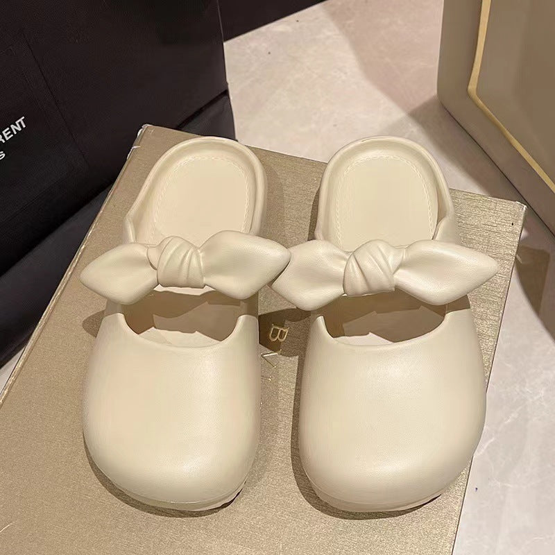 New summer closed-toe slippers for women, stylish soft-soled lazy slides, non-slip sandals, indoor home shoes - wholesale