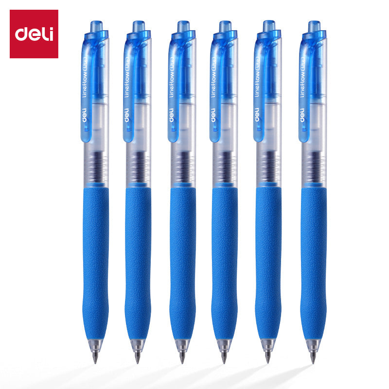 Deli S07 Press Neutral Pen Long Grip Glue Student Special Brush Pen 0.5 Bullet Carbon Black Signature Pen