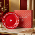 Minimalist chic premium gift: red ceramic plate - perfect housewarming present, cross-border bestseller, rose plate