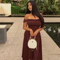 Fashion style cross-border pure colorcasual women's one-line collar silm hip skirt tube topbackless shopping sexydress
