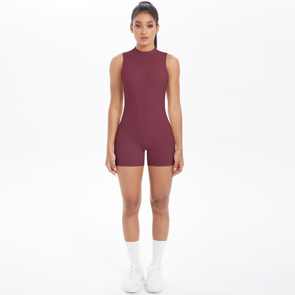 European and american new sleeveless barely-there open-back yoga bodysuit, tight-fitting activewear jumpsuit for outdoor running and fitness