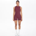 European and american new sleeveless barely-there open-back yoga bodysuit, tight-fitting activewear jumpsuit for outdoor running and fitness