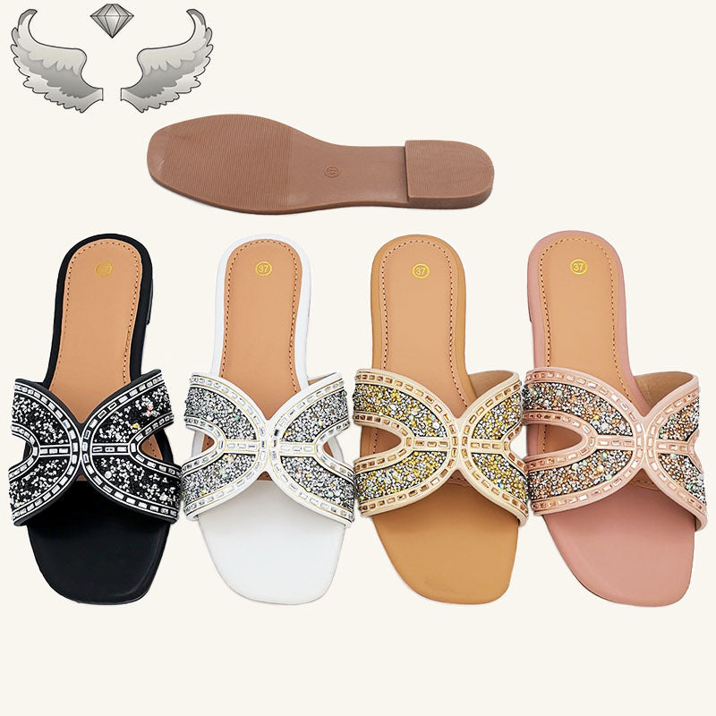 Women's Foreign Style Slippers Fashion Rhinestone Factory High-quality Ladies slippers